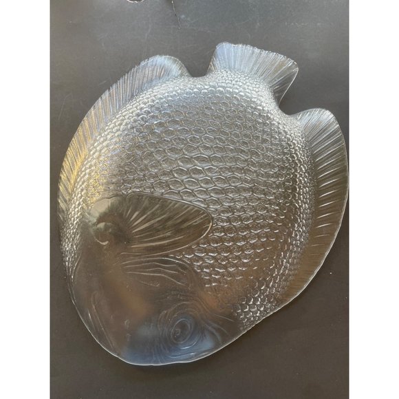 Glass Fish Platter Large 15" x 12.5" Vintage Arcoroc France Serving Dish - Picture 11 of 11